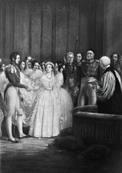 La ceremonia de boda de la Reina Victoria y el Príncipe Alberto el 10 de febrero de 1840